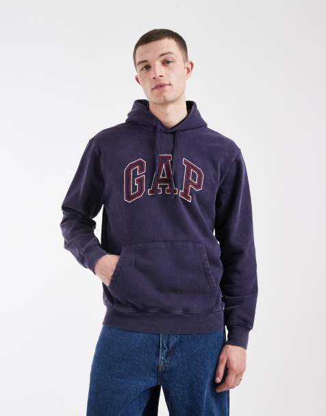 GAP garment dye chest logo hoodie in black - view 1