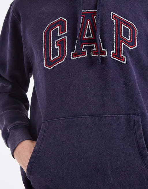 GAP garment dye chest logo hoodie in navy, 3 of 5