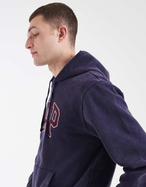 GAP garment dye chest logo hoodie in navy, 4 of 5
