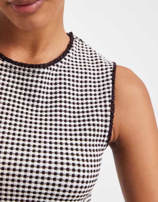GAP gingham checked vest in brown, 2 of 4