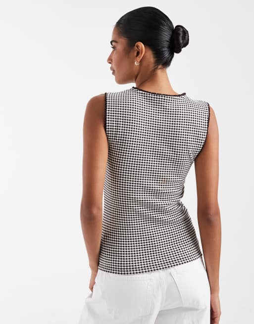 GAP gingham checked vest in brown, 4 of 4