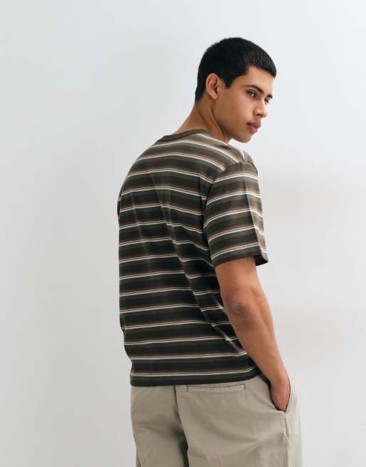 GAP heavyweight cropped striped t-shirt in mid green, 2 of 5
