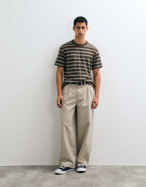 GAP heavyweight cropped striped t-shirt in mid green, 3 of 5