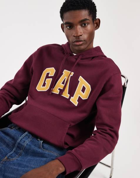 GAP heritage chest logo hoodie in burgundy - view 1