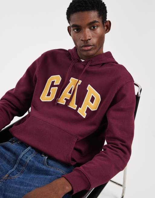 GAP heritage chest logo hoodie in burgundy