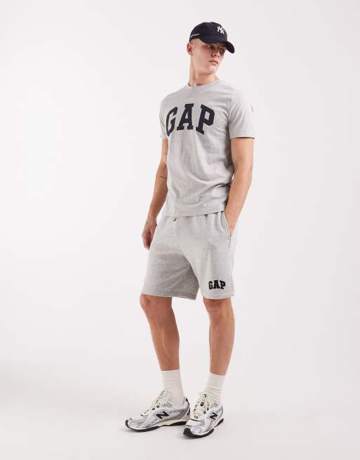GAP heritage slim jogger shorts in grey marl