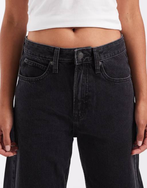 GAP high rise barrel leg jeans in black wash, 4 of 5