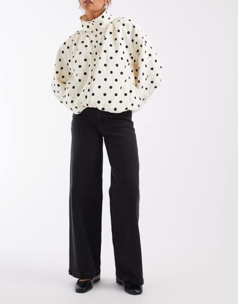 GAP high rise wide stride jeans in black - view 1