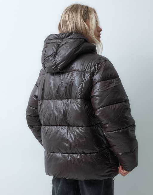 GAP Hooded padded jacket in brown, 3 of 4