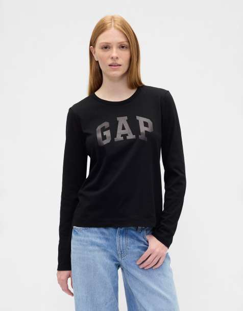 GAP large logo long sleeve t-shirt in black - view 1