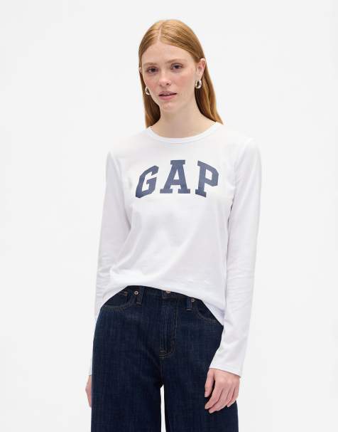 GAP large logo long sleeve t-shirt in white
