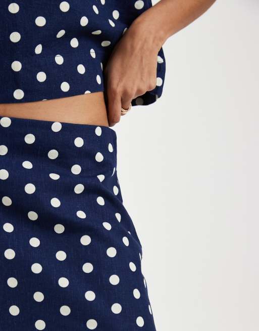 GAP linen blend mini skirt in navy polka dot , 5 of 5