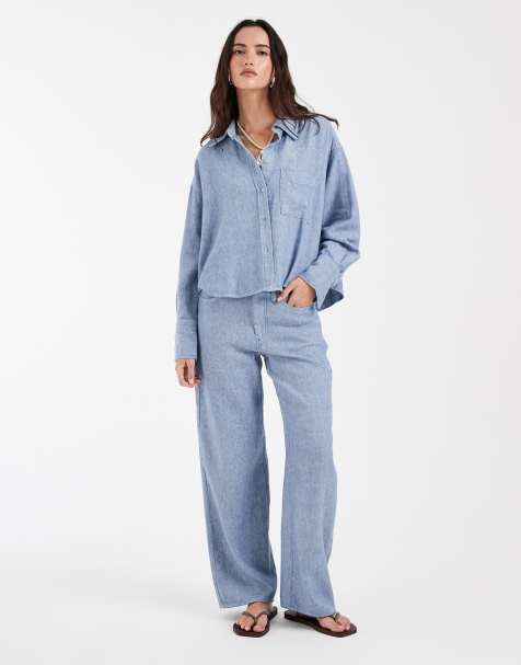 GAP linen mix co-ord in blue - view 1