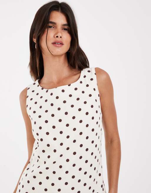 GAP linen smock midi dress in black and white polka dot, 3 of 4