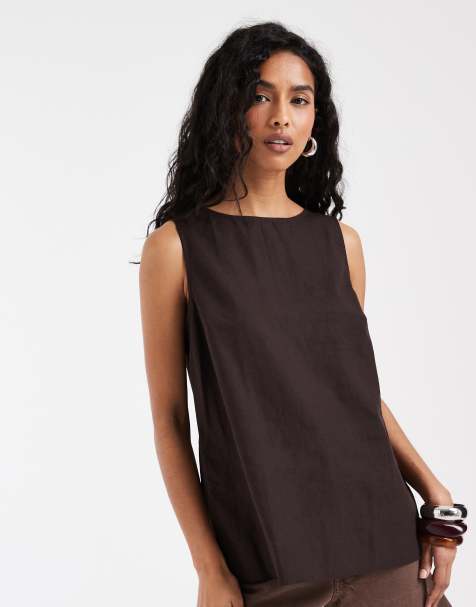 GAP linen top in brown - view 1