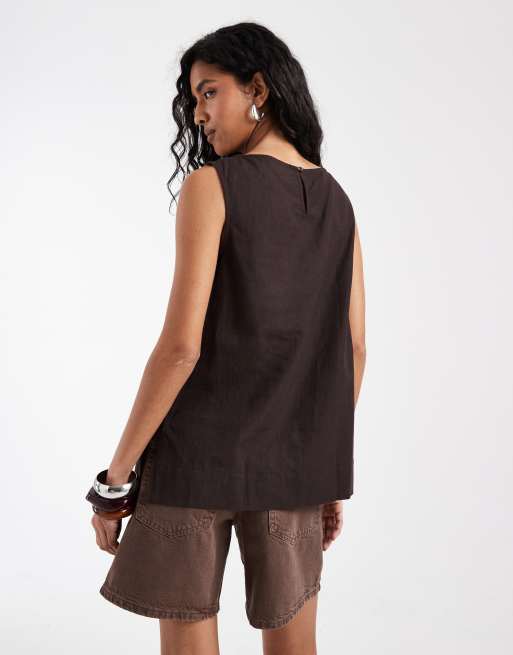GAP linen top in brown, 3 of 4