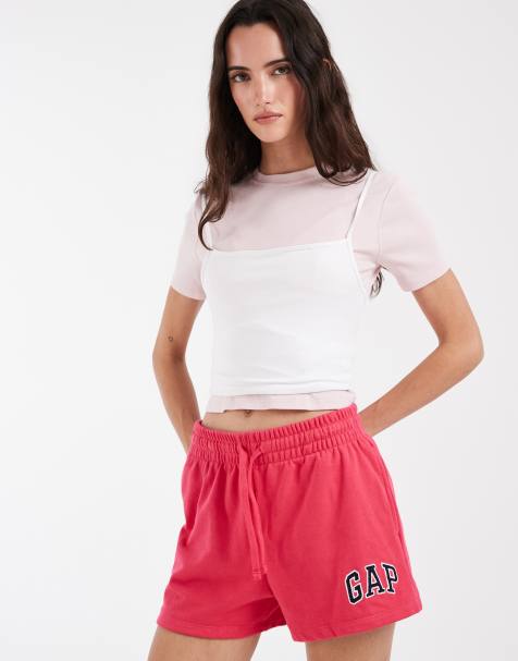 GAP logo jogger shorts in bright pink