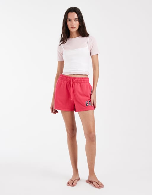 GAP logo jogger shorts in bright pink, 2 of 4