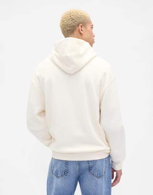 GAP logo over head hoodie in ecru, 3 of 3