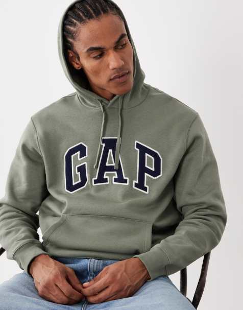GAP logo over head hoodie in light khaki - view 1