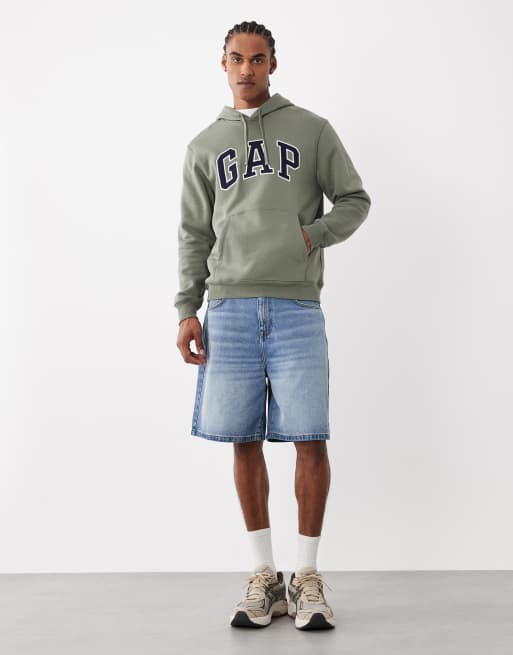 GAP logo over head hoodie in light khaki, 2 of 5
