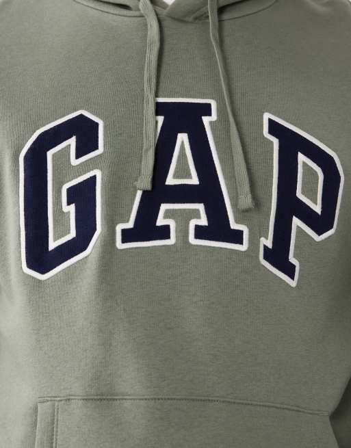GAP logo over head hoodie in light khaki, 3 of 5