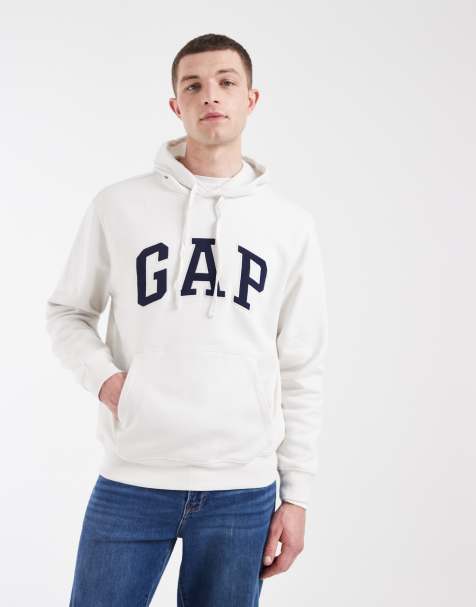 GAP logo over head hoodie in stone white - view 1