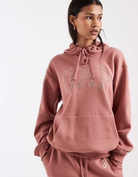 GAP logo overhead hoodie in salmon pink - view 1