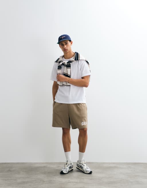 GAP logo tie waist sweat shorts co-ord in beige, 2 of 5