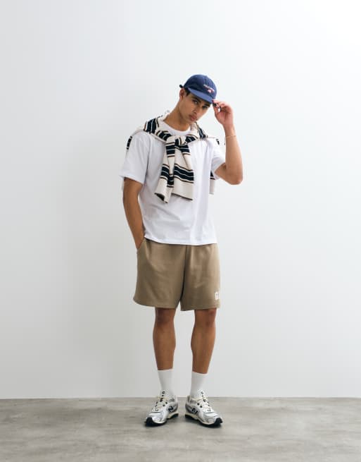 GAP logo tie waist sweat shorts co-ord in beige, 4 of 5