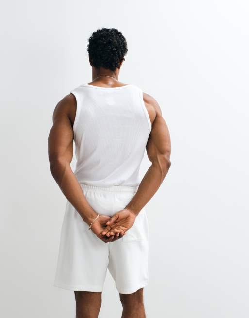 GAP logo tie waist sweat shorts co-ord in white, 5 of 5