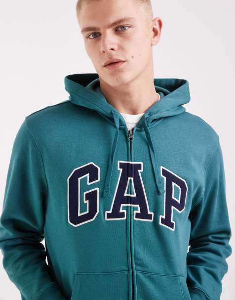 GAP logo zip through hoodie in green - view 1