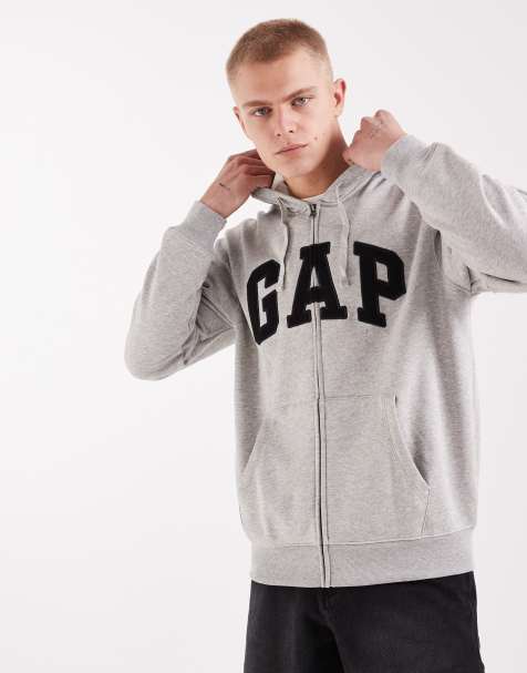 GAP logo zip through hoodie in grey marl - view 1