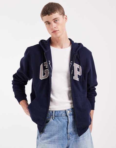 GAP logo zip through hoodie in navy - view 1