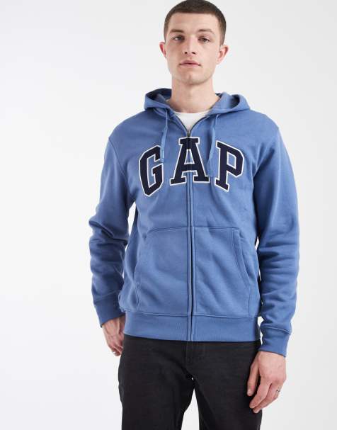 GAP logo zip through hoodie in sail blue - view 1