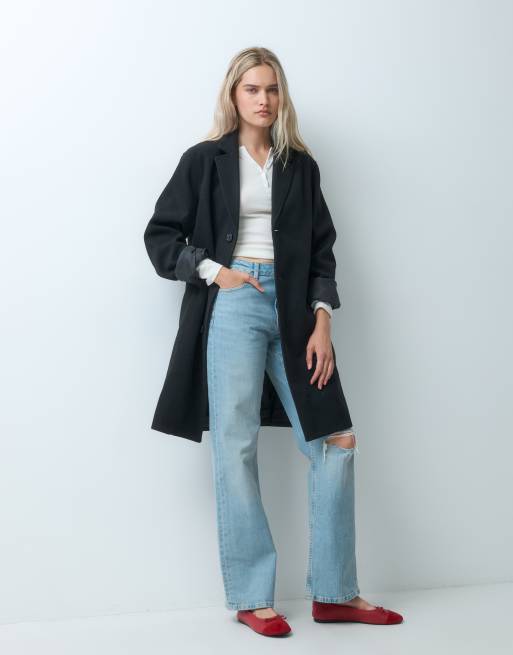 GAP long line top coat in black, 3 of 4