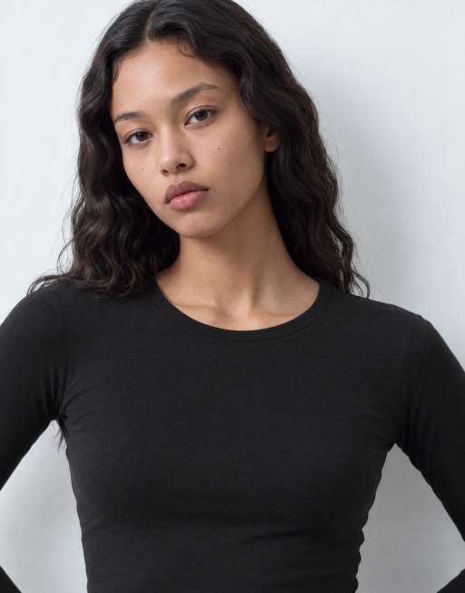 GAP long sleeve close knit top in black, 8 of 10