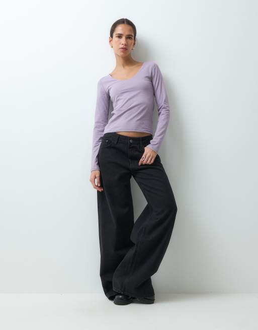 GAP long sleeve close knit top in mauve, 2 of 5