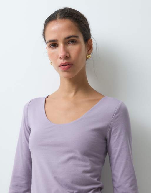 GAP long sleeve close knit top in mauve, 3 of 5