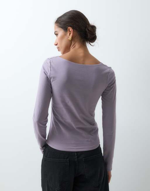 GAP long sleeve close knit top in mauve, 5 of 5
