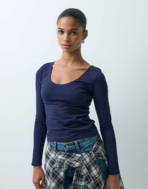 GAP long sleeve close knit top in navy - view 1