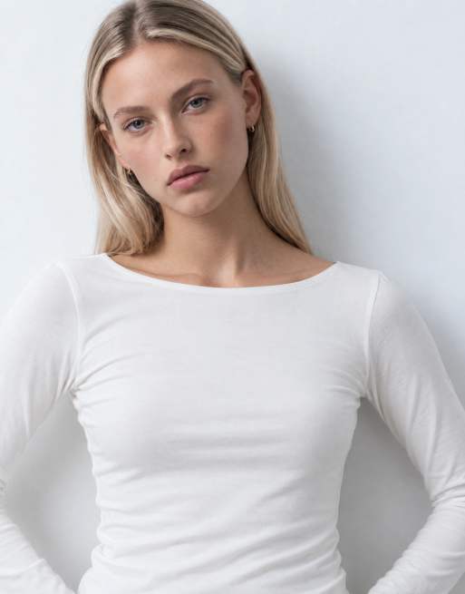 GAP long sleeve close knit top in white, 7 of 10