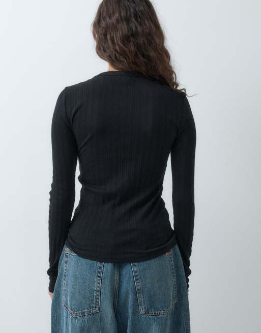 GAP long sleeve essential ribbed top in black, 4 of 5