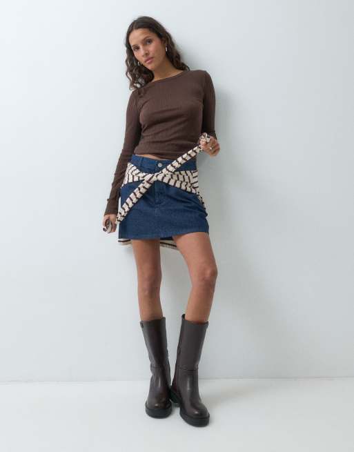 GAP long sleeve essential ribbed top in brown, 2 of 5