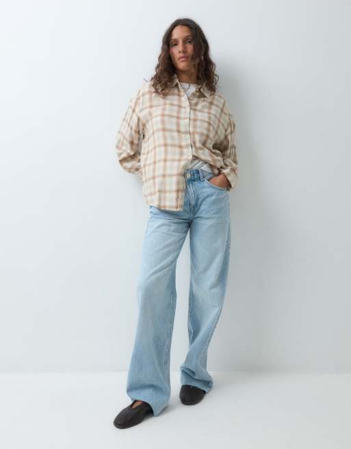 GAP long sleeve flannel shirt in latte, 3 of 5