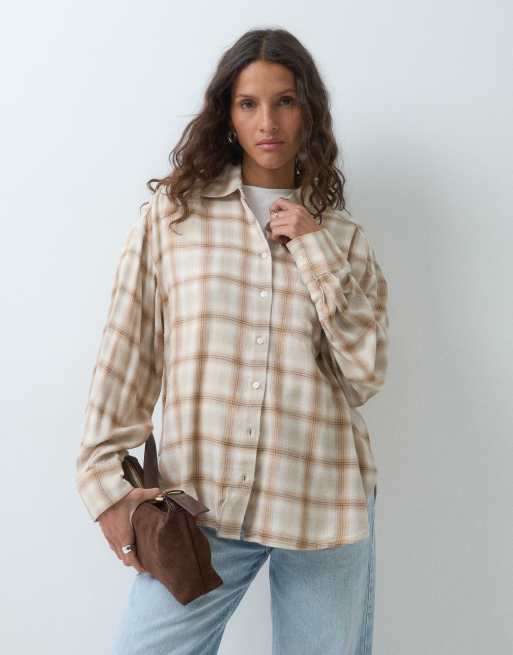 GAP long sleeve flannel shirt in latte, 4 of 5