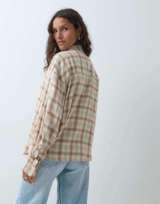 GAP long sleeve flannel shirt in latte, 5 of 5