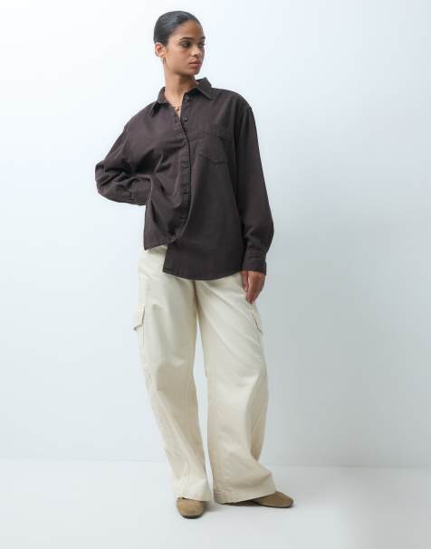 GAP long sleeve overshirt in chocolate - view 1
