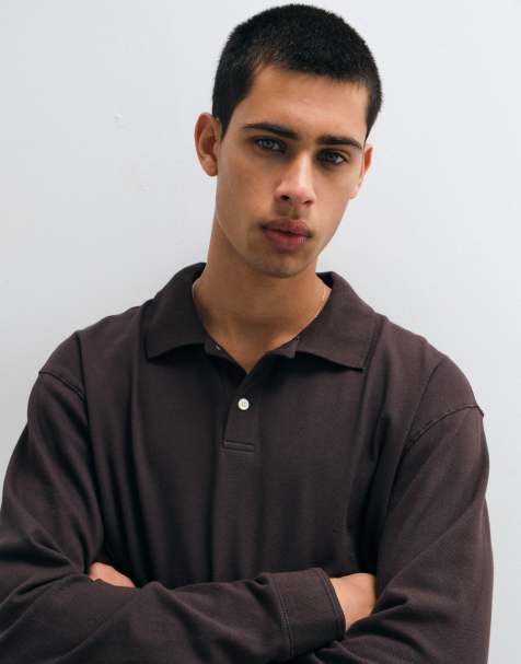 Gap long sleeve polo neck sweashirt in brown - view 1