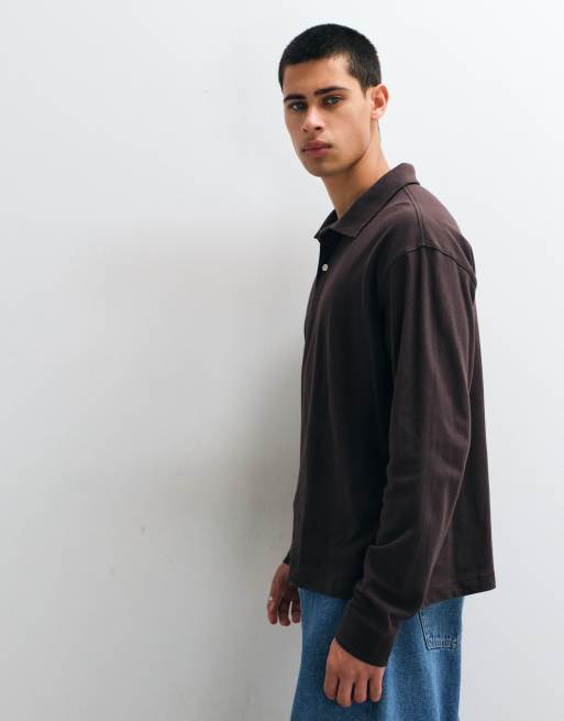Gap long sleeve polo neck sweashirt in brown, 4 of 5